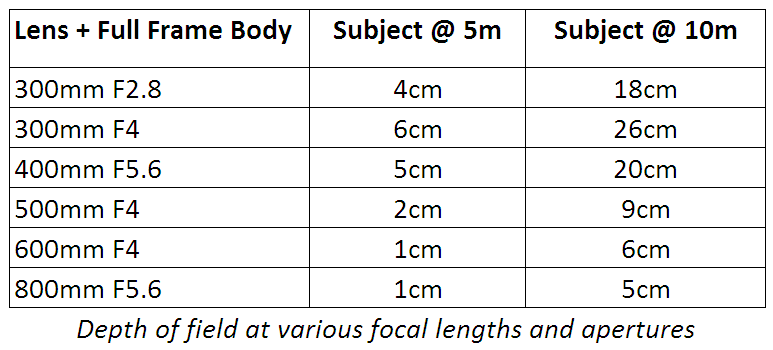 Depth of Field at various focal lengths and apertures
