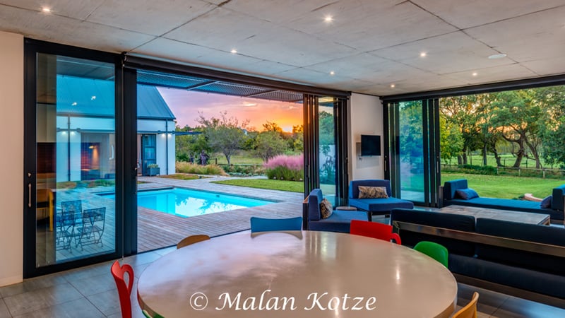 Commercial interior photograph of a beautiful house taken by Malan Kotze