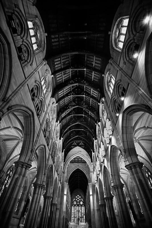 Black and White interior Image photographed with Canon 16-35mm MKIII