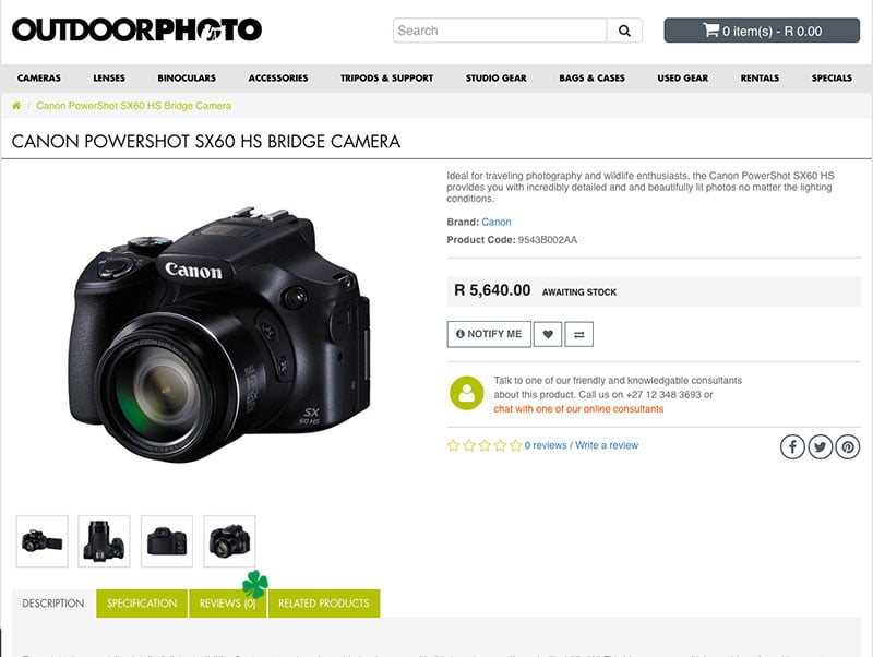 CANON SX60 HS for sale at Outdoorphoto