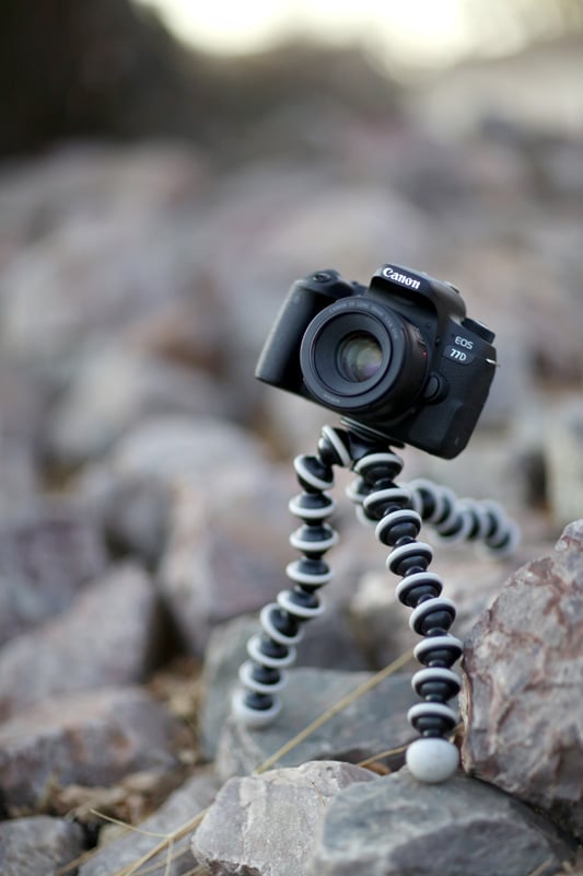 Canon77D being used with the Joby GorillaPod SLR Zoom on uneven terrain