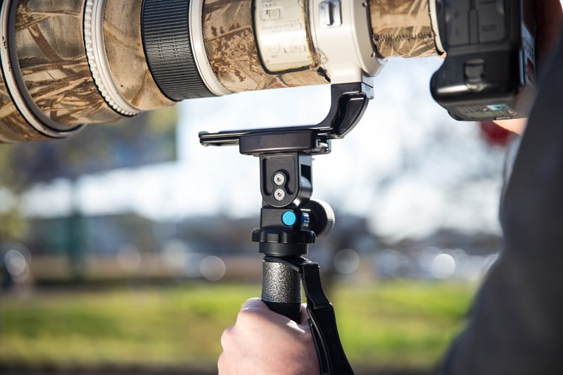 Photograph showing how the Kirk MPA-2 tilt head is being used