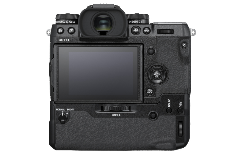 Photograph of the Fujifilm X-H1 Mirrorless Camera Back with Battery Grip