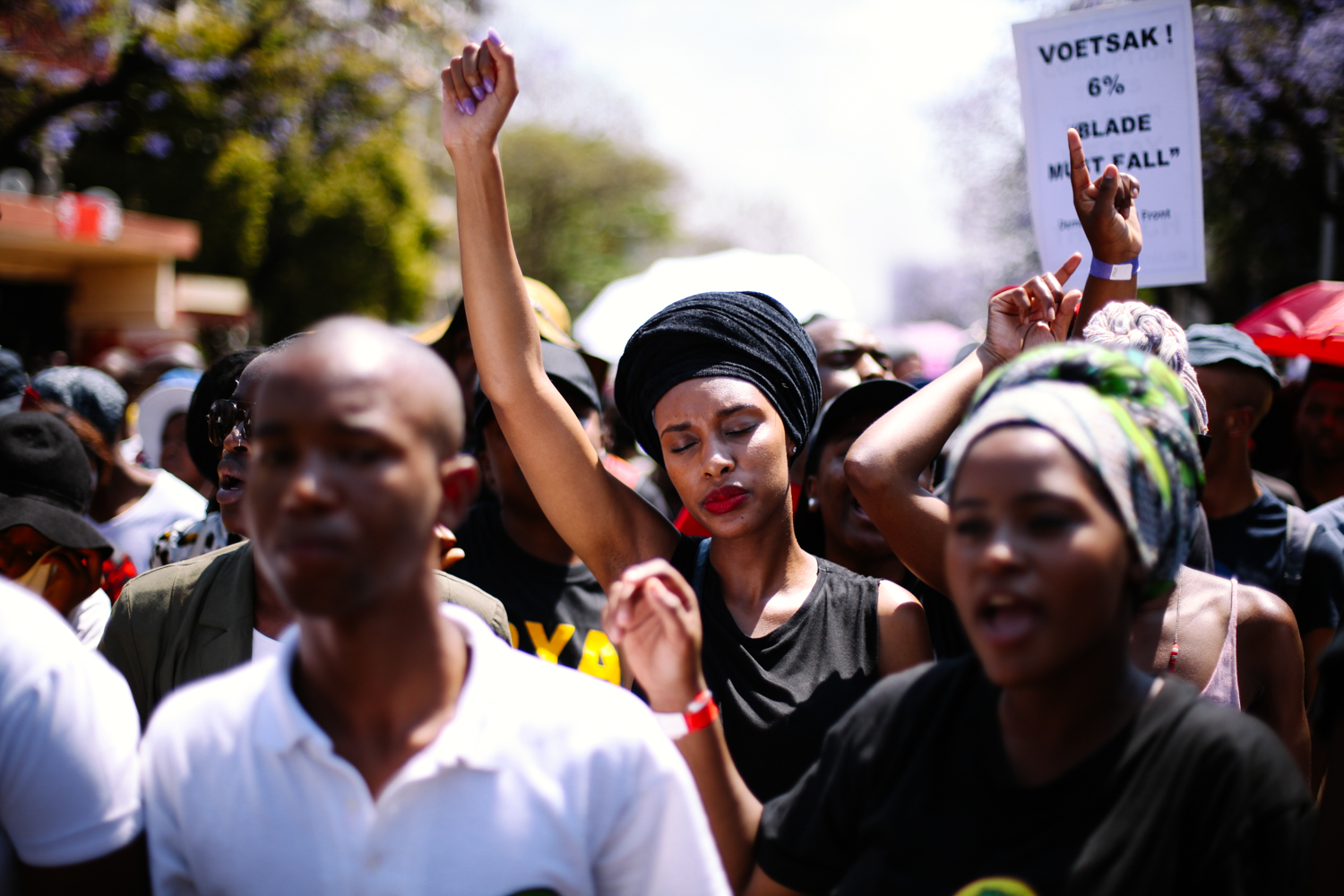 With and UJ students at the #FeesMustFall protest march towards the Union Buildings in Pretoria. Photograph by Nicholas Rawhani.