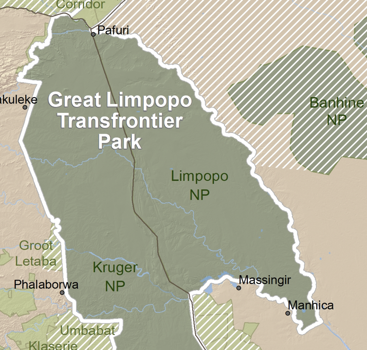 Map of Greater Limpopo Transfrontier Park