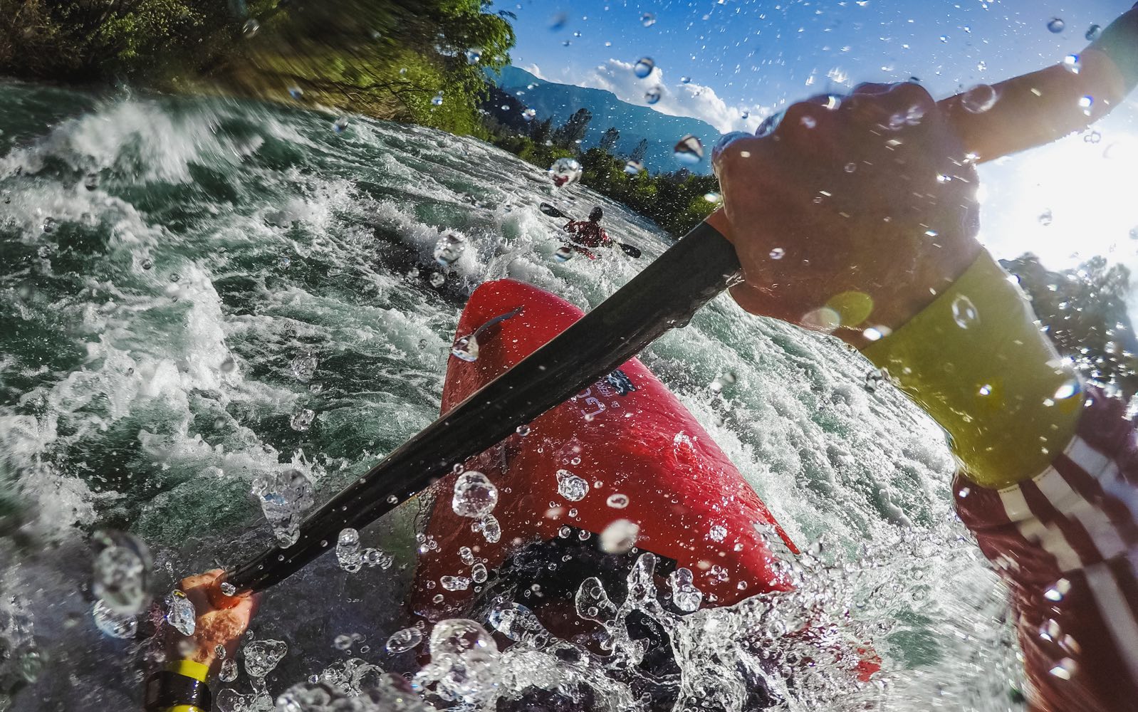 kayaking action camera footage