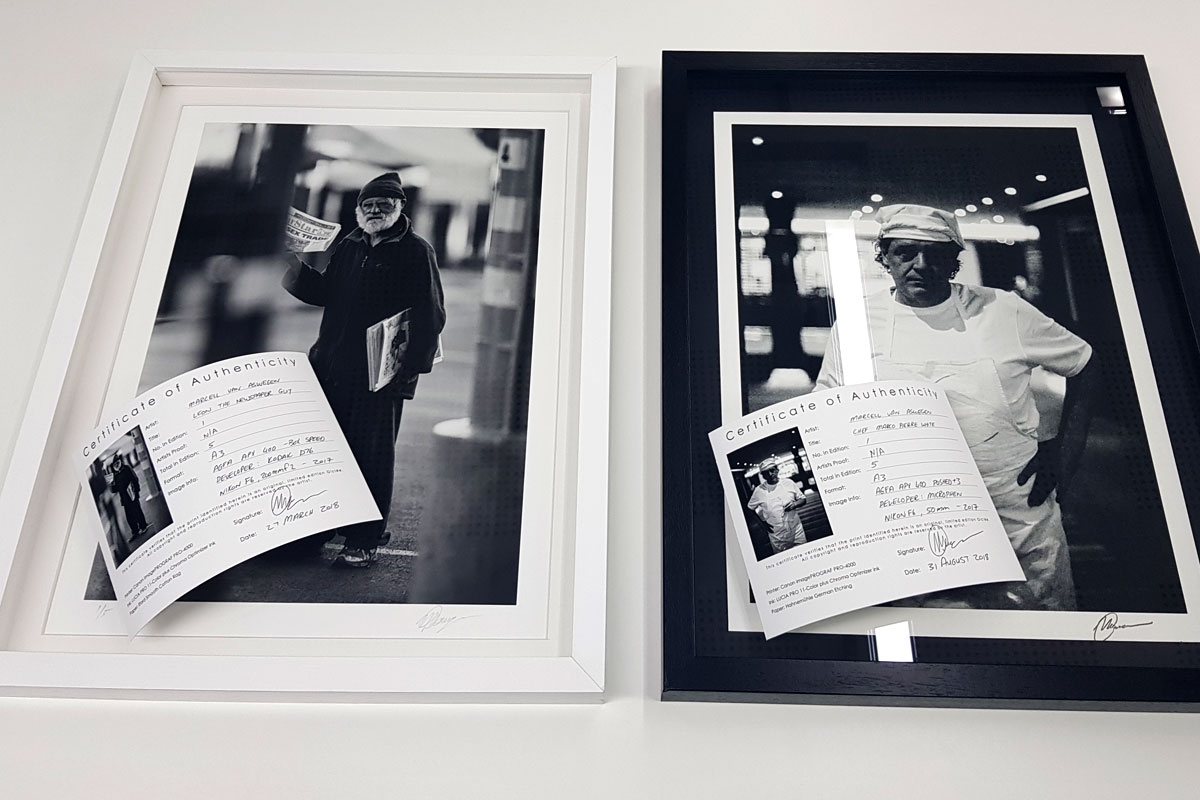 Certificate of Authenticity for photograph