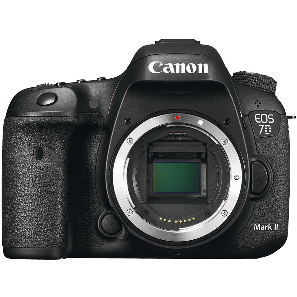 Canon EOS 7D Mark II DSLR Camera body viewed from the front.