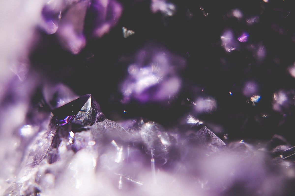 Macro photograph of a purple amethyst