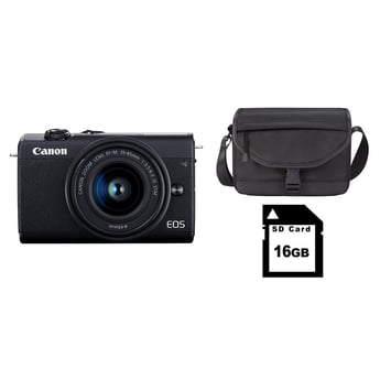 Canon EOS M200 Mirrorless Digital Camera (Black) + 15-45mm Lens, Bag & SD Card