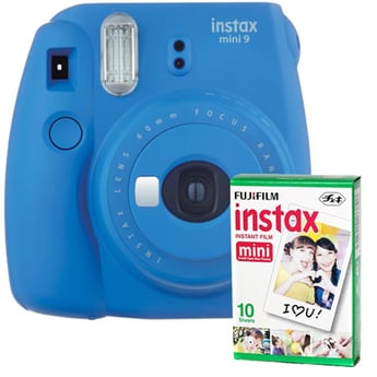 Fujifilm Instax Mini 9 Instant Camera (Cobalt Blue) with 1x Mini Film