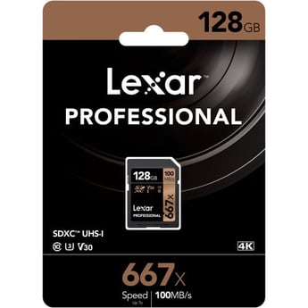 Lexar Professional 128GB 667x UHS-I SDXC Memory Card (100MB/s)