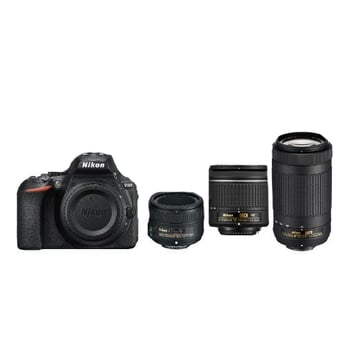 Nikon D5600 DSLR Bundle + 18-55mm AF-P VR & 70-300mm AF-P ED DX & 50mm f/1.8G AF-S Lenses
