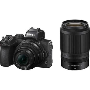 Nikon Z50 Mirrorless Digital Camera with 16-50mm + 50-250mm Lenses