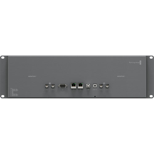 Blackmagic Design SmartView Duo dual 8-inch rackmount SDI monitors for broadcast monitoring.