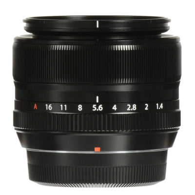Fujifilm XF 35mm f/1.4 R fast prime lens with 53mm equivalent focal length, bright f/1.4 aperture, aspherical elements, and compact design for Fujifilm X-mount cameras