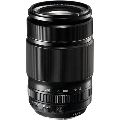 Fujifilm XF 55-200mm f/3.5-4.8 R LM OIS telephoto zoom lens with optical image stabilization, fast autofocus, and 84-305mm equivalent focal length for X-mount mirrorless cameras.