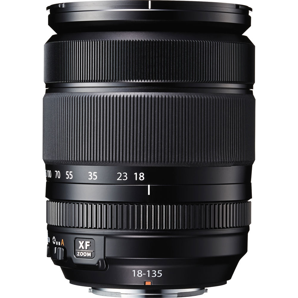 Camera lens with focus and zoom indicators on a white background