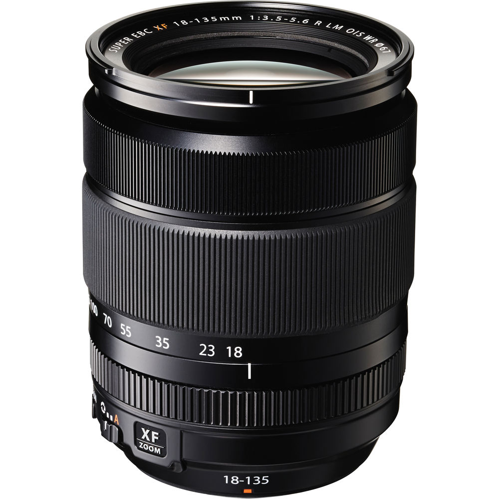 Camera lens with focus and zoom indicators on a white background