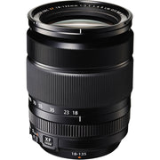 Camera lens with focus and zoom indicators on a white background