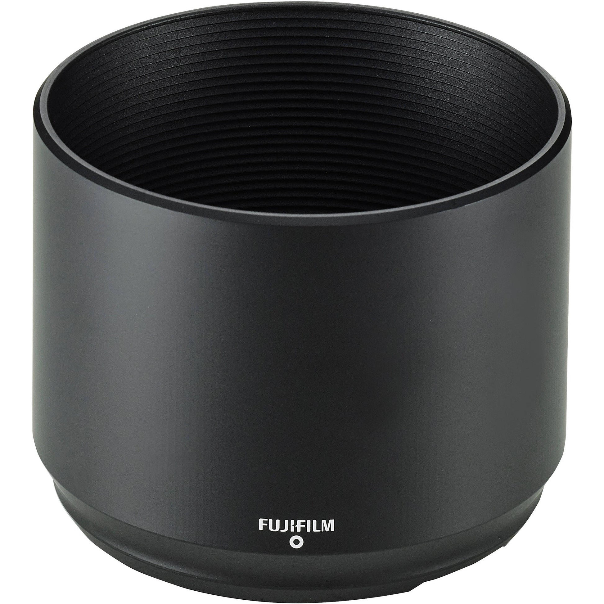 Black lens hood with Fujifilm logo on a white background
