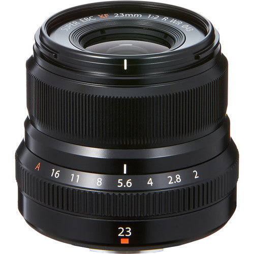 Fujifilm XF 23mm f/2 R WR Lens – compact wide-angle prime with fast f/2 aperture, weather sealing, and fast autofocus for street and travel photography.