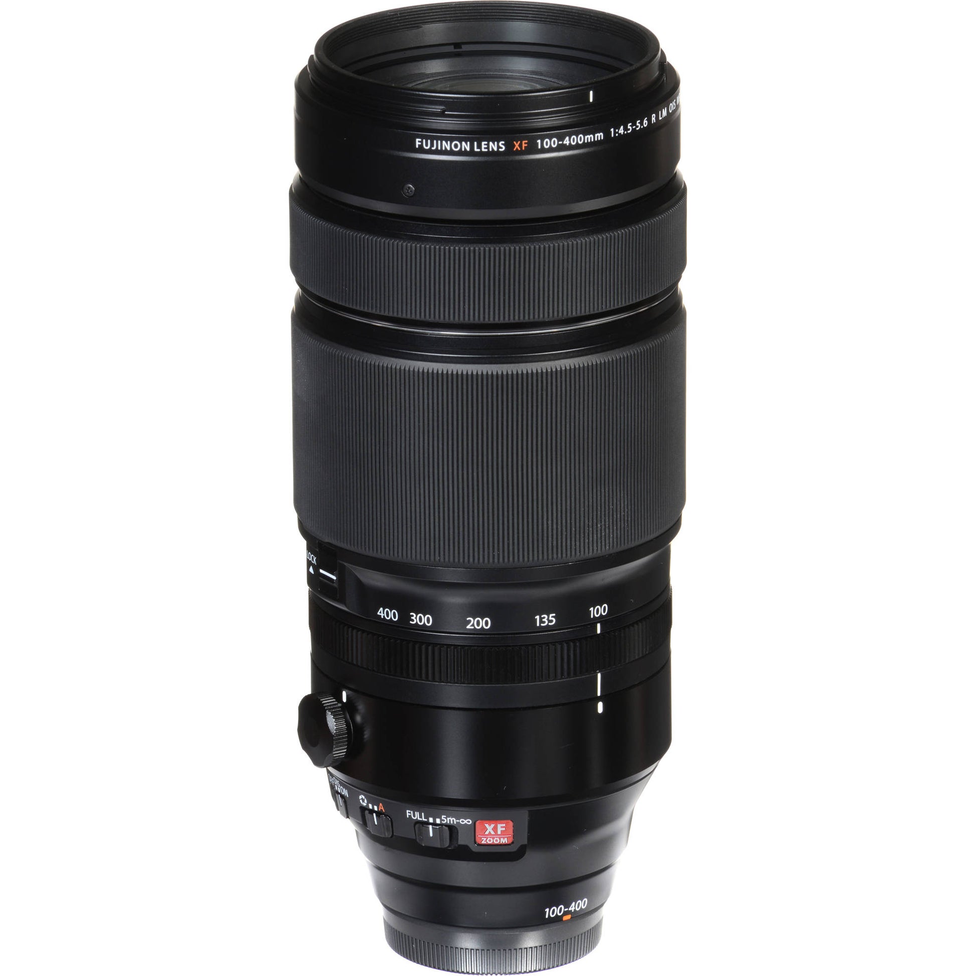 Camera lens with 'Fujifilm' branding on a white background