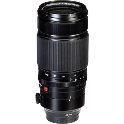 Camera lens with focus and aperture controls on a white background