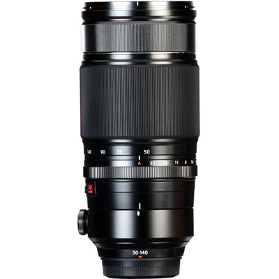 Camera lens with focus and aperture controls on a white background