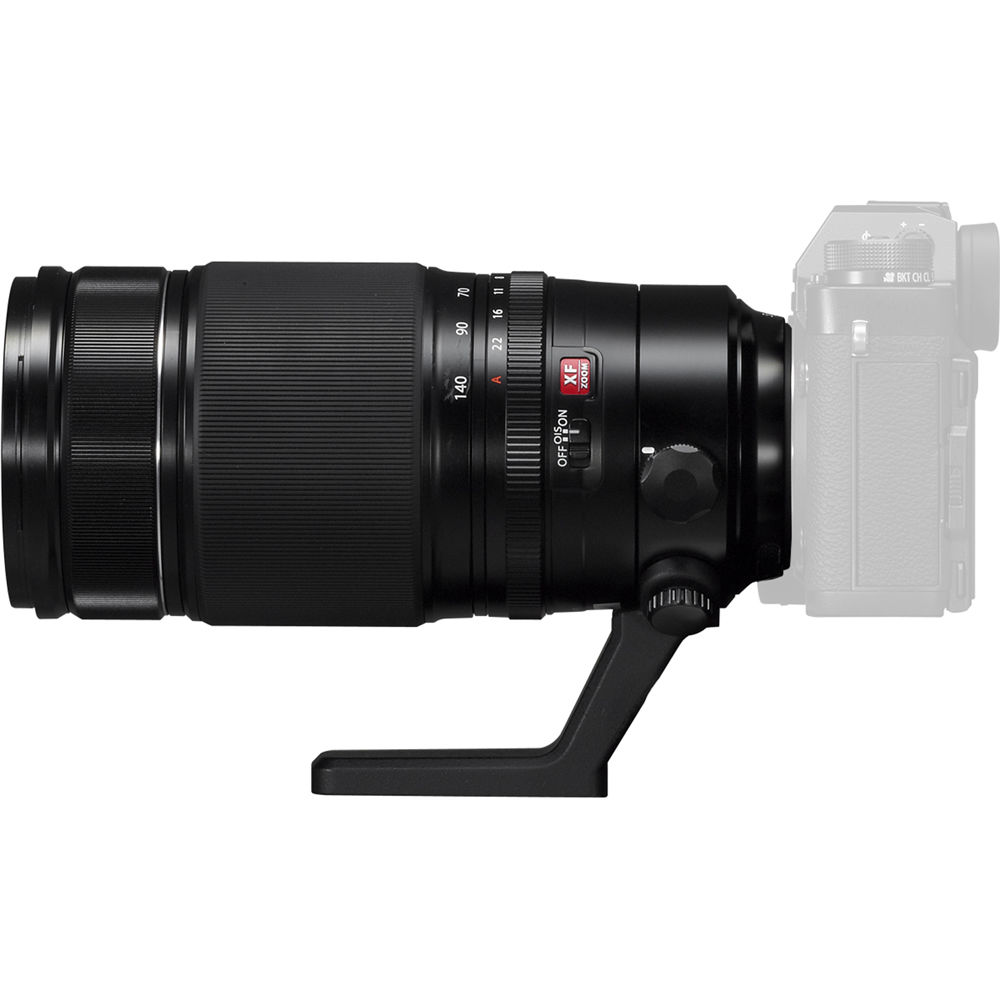 Camera lens with focus ring and brand logo on a white background
