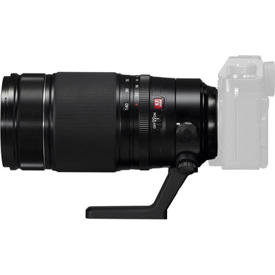 Camera lens with focus ring and brand logo on a white background