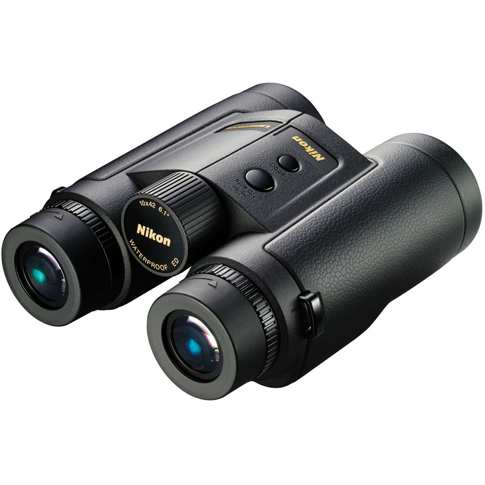 The Nikon LaserForce 10x42 Rangefinder Binoculars combines a powerful ranging tool with an all-weather optic, without being too large and bulky.