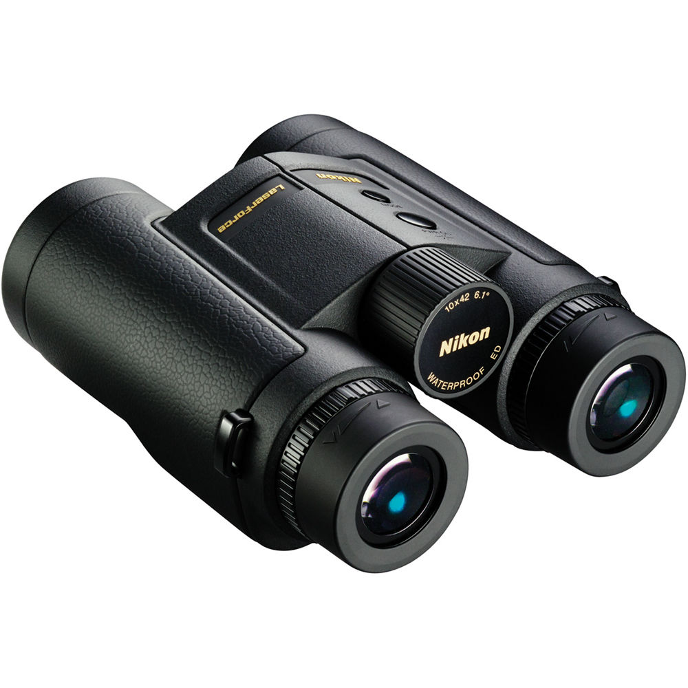 The Nikon LaserForce 10x42 Rangefinder Binoculars combines a powerful ranging tool with an all-weather optic, without being too large and bulky.