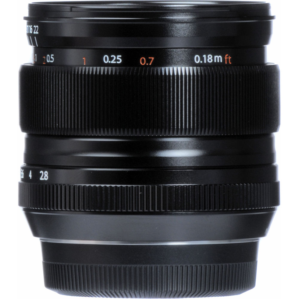 Fujifilm XF 14mm f/2.8 R ultra-wide-angle prime lens featuring 21mm equivalent focal length, 10 optical elements including 2 aspherical and 3 extra-low dispersion elements, and rounded 7-blade aperture for sharp landscape and architecture photography.