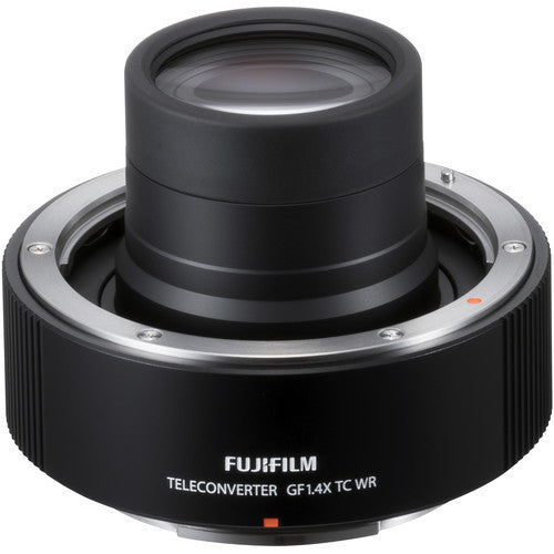 FUJIFILM GF 1.4X TC WR teleconverter for GFX medium format cameras extends focal length while preserving image quality.
