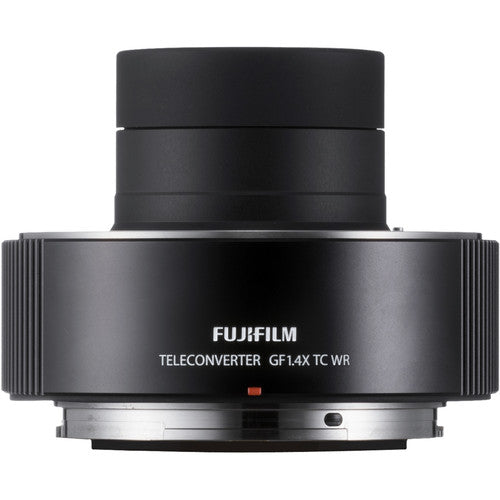 FUJIFILM GF 1.4X TC WR teleconverter for GFX medium format cameras extends focal length while preserving image quality.