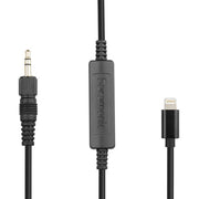 Record mono and stereo audio on iOS devices with the Saramonic LC-C35 TRS to Lightning cable.