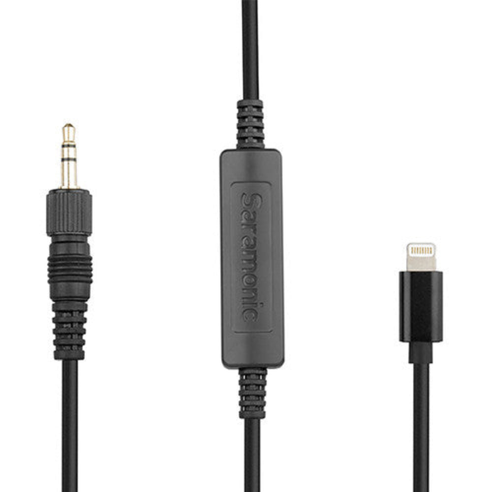Record mono and stereo audio on iOS devices with the Saramonic LC-C35 TRS to Lightning cable.