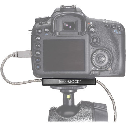 Tether Tools TetherBlock Standard for securing tethering cables to camera base.