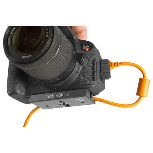 Tether Tools TetherBlock Standard for securing tethering cables to camera base.