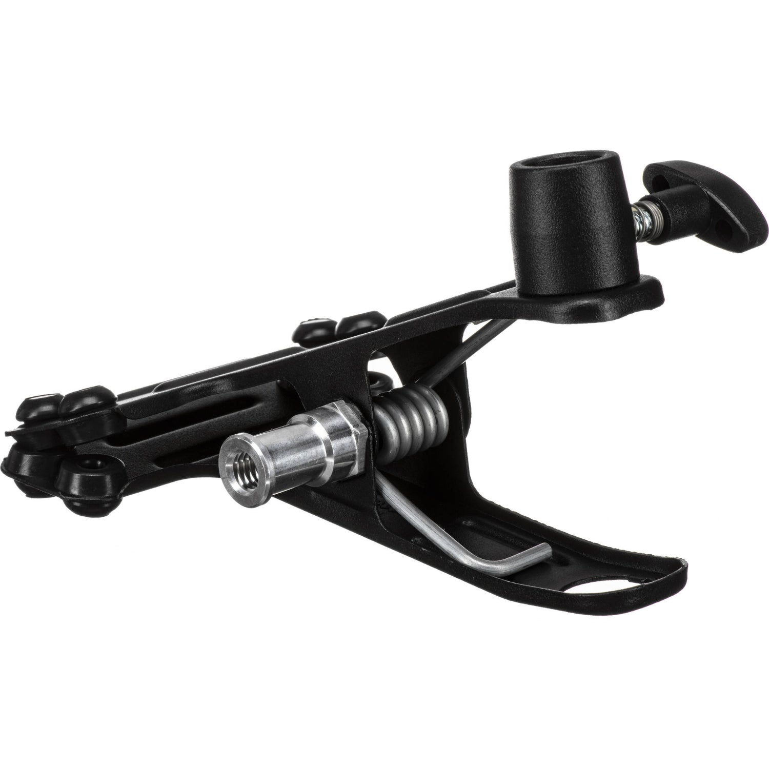 Strong and versatile, this Spring Clamp grips securely on bars up to 40mm. Ideal for studio use, with rubber feet and universal adapter for multiple setups.