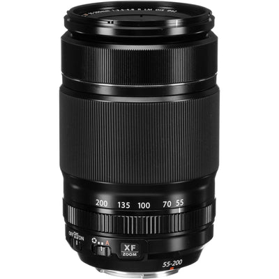 Fujifilm XF 55-200mm f/3.5-4.8 R LM OIS telephoto zoom lens with optical image stabilization, fast autofocus, and 84-305mm equivalent focal length for X-mount mirrorless cameras.