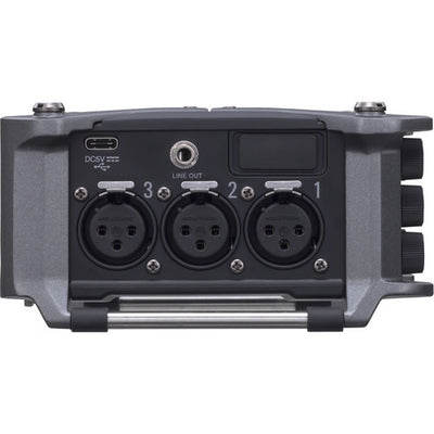 Zoom F6 Field Recorder with 6 XLR inputs and 32-bit float audio recording for professional film and field sound.