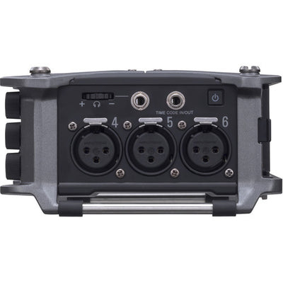 Zoom F6 Field Recorder with 6 XLR inputs and 32-bit float audio recording for professional film and field sound.