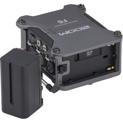 Zoom F6 Field Recorder with 6 XLR inputs and 32-bit float audio recording for professional film and field sound.