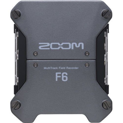 Zoom F6 Field Recorder with 6 XLR inputs and 32-bit float audio recording for professional film and field sound.