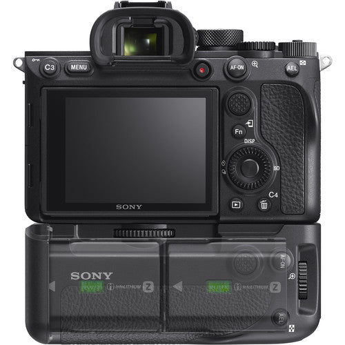 Sony VG-C4EM Vertical Grip for α9 II and α7R IV cameras. Extends battery life, improves grip, and provides vertical shooting controls.