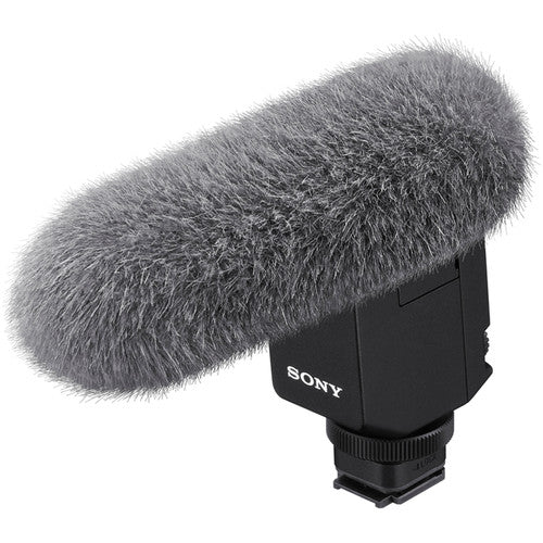 Sony ECM-B1M compact camera-mounted shotgun microphone with Multi Interface Shoe for digital audio transmission.