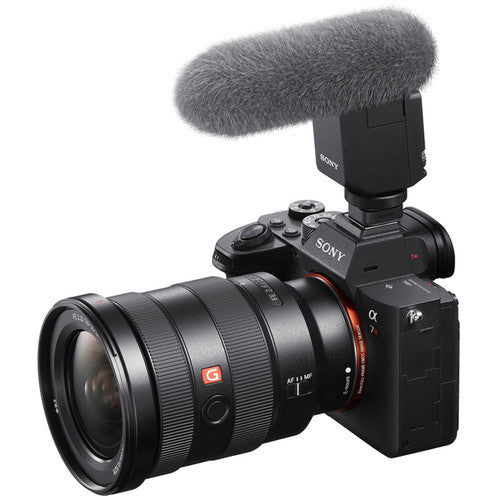 Sony ECM-B1M compact camera-mounted shotgun microphone with Multi Interface Shoe for digital audio transmission.
