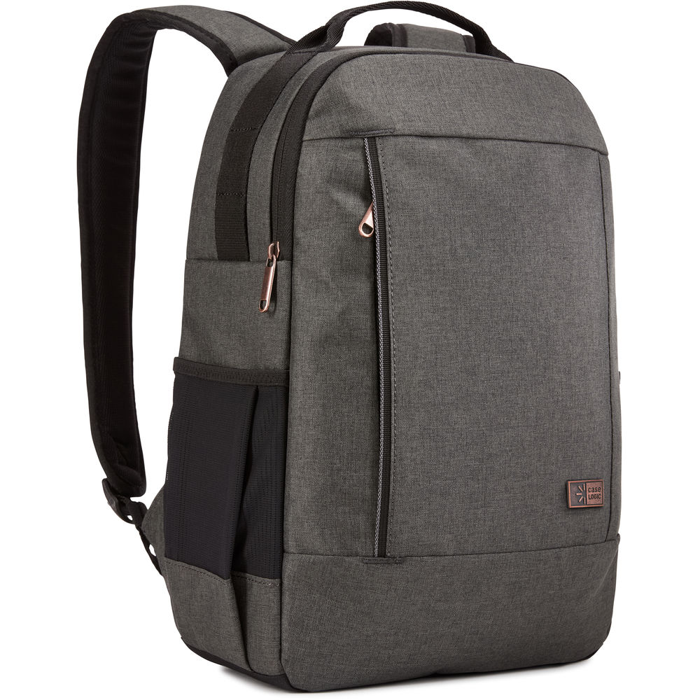 Gray backpack with black accents on a white background